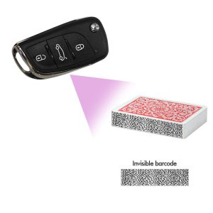 Startseite 15 Autoschlüsselanhänger mit versteckter Kamera und Barcode-Scanner für markierte Karten mit seitlichen Barcodes.