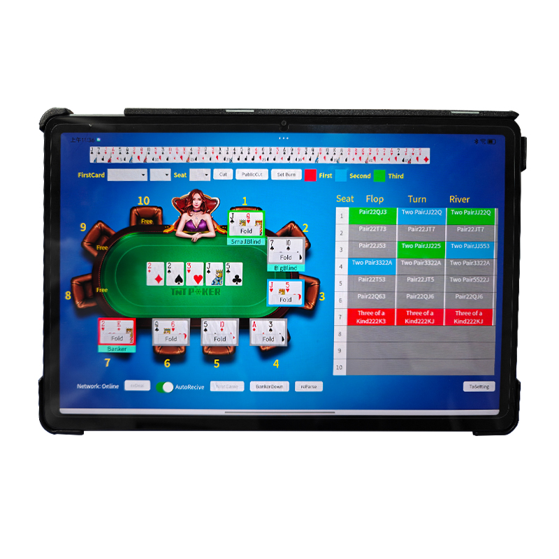 Poker Analyzer Tablet displaying all players' hidden cards in real-time.