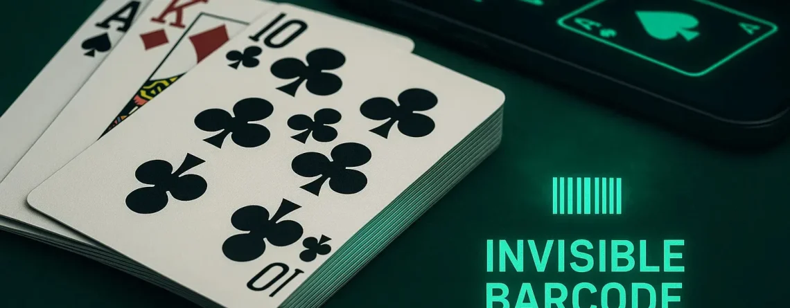 Invisible ink barcode side marked cards from brands like Bicycle and Copag, showing precise edge markings for poker analyzers in 2025 technology guide