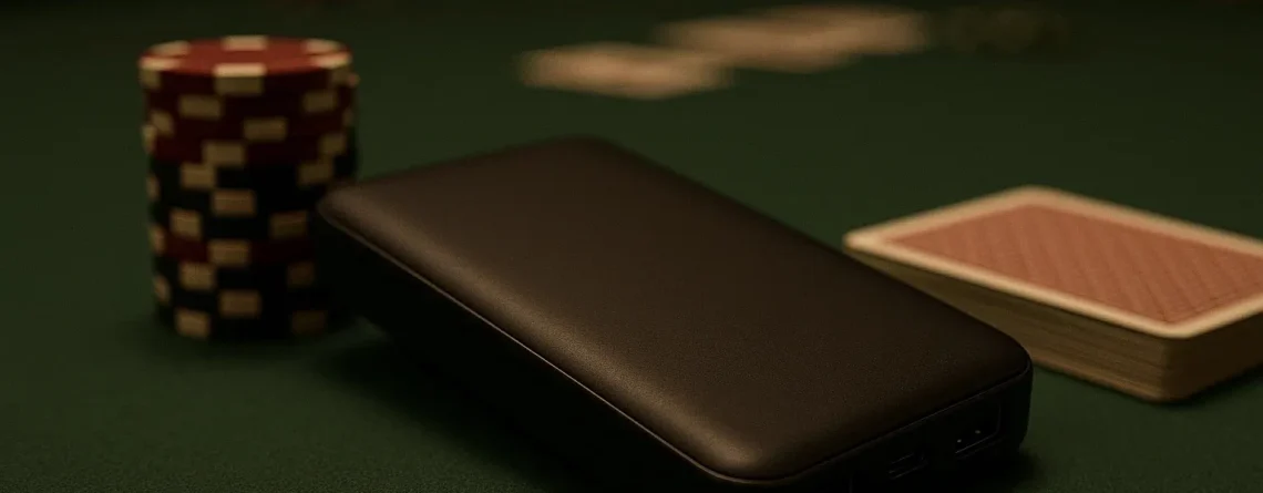 Sleek power bank design with hidden poker scanner camera banner