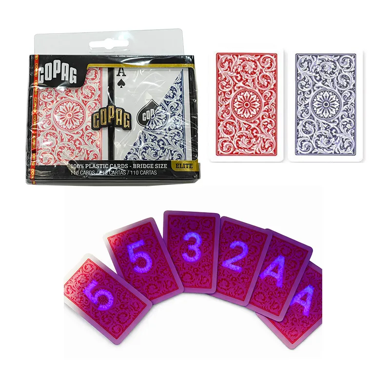 Copag 1546 premium 100% plastic marked poker cards red and blue double deck in protective case – casino-grade cheating cards