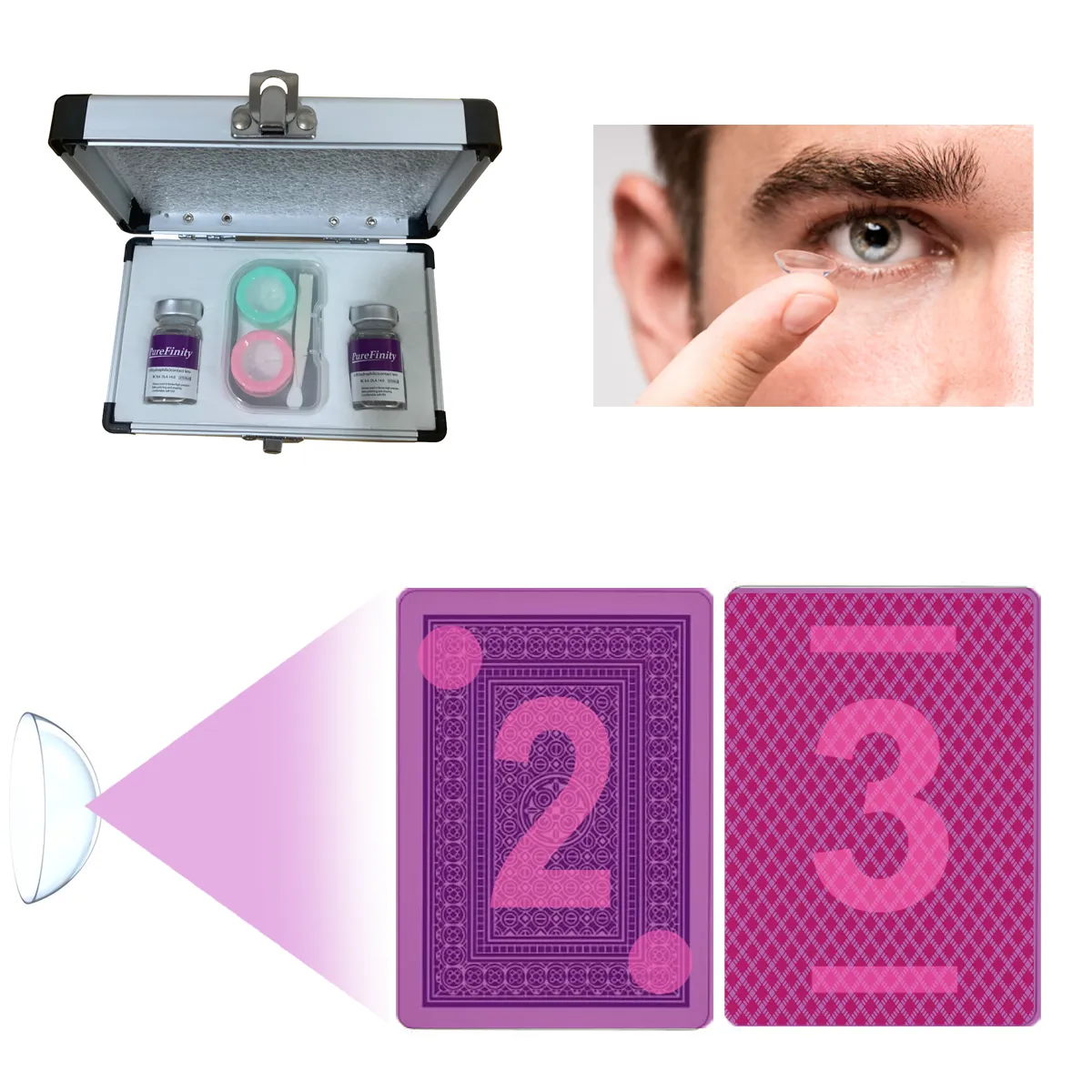 Marked cards contact lenses for infrared marked playing cards